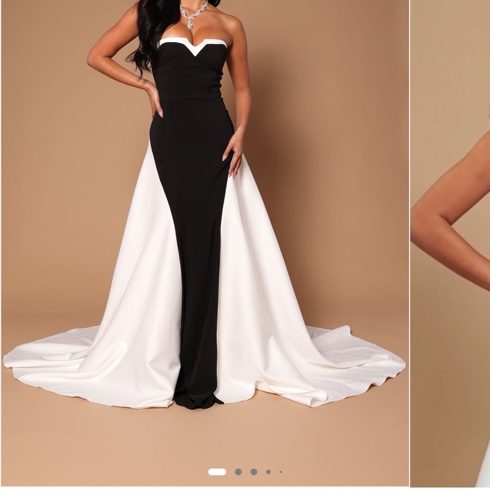 NWT Narelle Satin Maxi Dress - Black and White